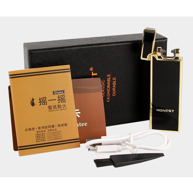 HONEST Arc Lighter USB Charging Slim Wind Proof Metal Cigarette Lighter - Black-20