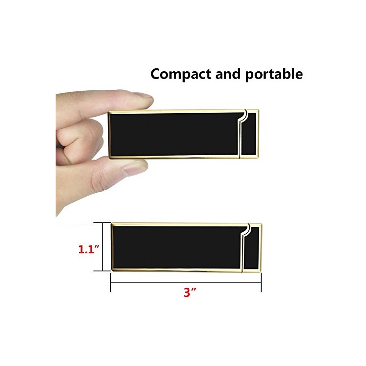 HONEST Arc Lighter USB Charging Slim Wind Proof Metal Cigarette Lighter - Black-3
