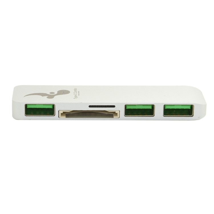 Type-C to 3xUSB 3.0 + SD Card Port + Micro SD Port Adapter Converter 5-in-1 USB Type-C Hub for MacBook etc. - White-10