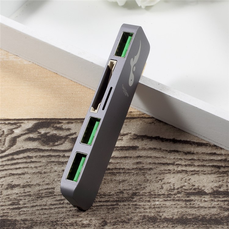5-in-1 USB Type-C Hub 3*USB 3.0 + SD Card Port + Micro SD Port Adapter Converter for MacBook etc. - Grey-3
