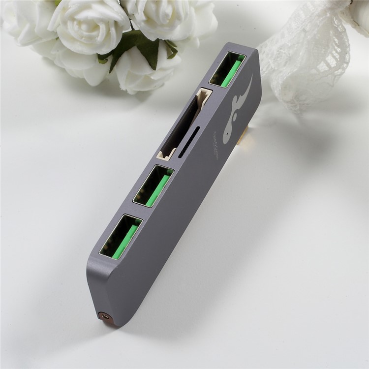 5-in-1 USB Type-C Hub 3*USB 3.0 + SD Card Port + Micro SD Port Adapter Converter for MacBook etc. - Grey-6
