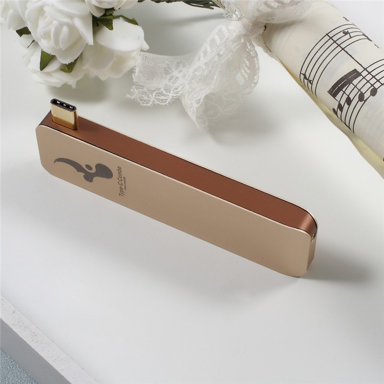 Typ C Hub USB 3.0 5-in-1 Combo Adapter (3*USB 3.0 + SD Card Port + Micro SD Port) for MacBook etc. - Gold-10