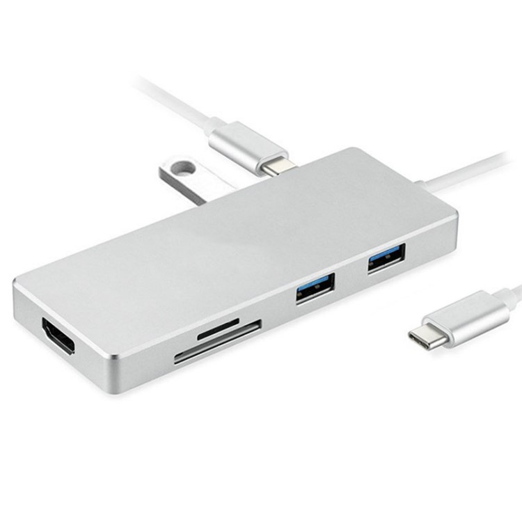 Type-C to HDMI and 3*USB 3.0 HUB and TF / SD Card Reader USB Hub for Macbook Pro PC-3
