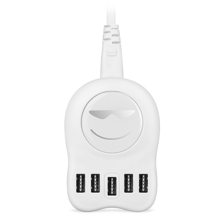 M-C02 Double-sided Plug-in 5 USB Ports USB Extender Charger for iPhone Samsung iPad etc. - White / EU Plug-2