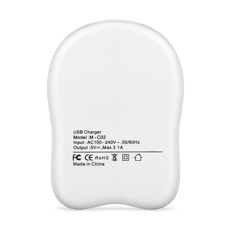 M-C02 Double-sided Plug-in 5 USB Ports USB Extender Charger for iPhone Samsung iPad etc. - White / EU Plug-3