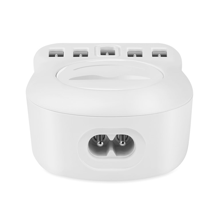 M-C02 Double-sided Plug-in 5 USB Ports USB Extender Charger for iPhone Samsung iPad etc. - White / EU Plug-4