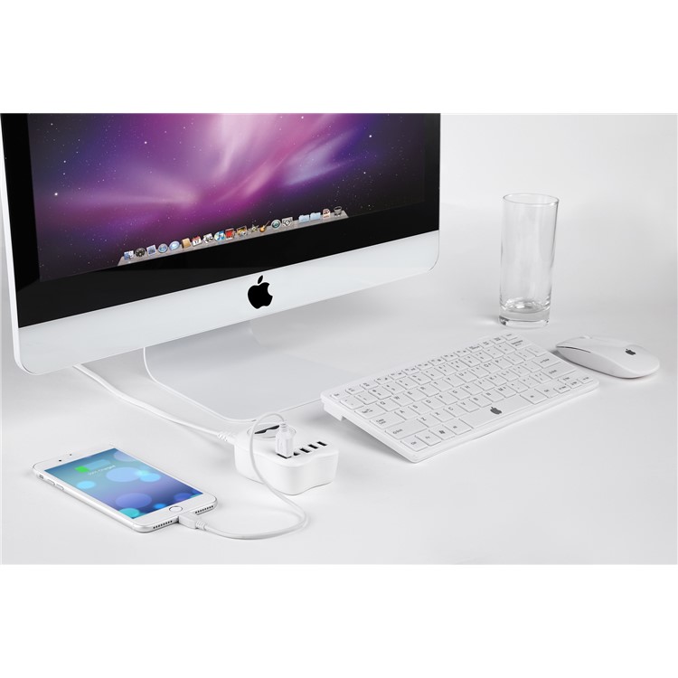 M-C02 Double-sided Plug-in 5 USB Ports USB Extender Charger for iPhone Samsung iPad etc. - White / EU Plug-6