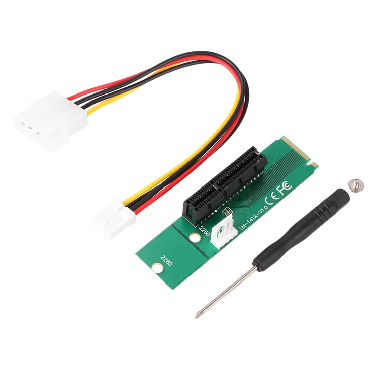 PCI-E 4X Female to NGFF M.2 M Key Male Adapter Converter Card with Power Cable Micro SATA M.2 Socket-2