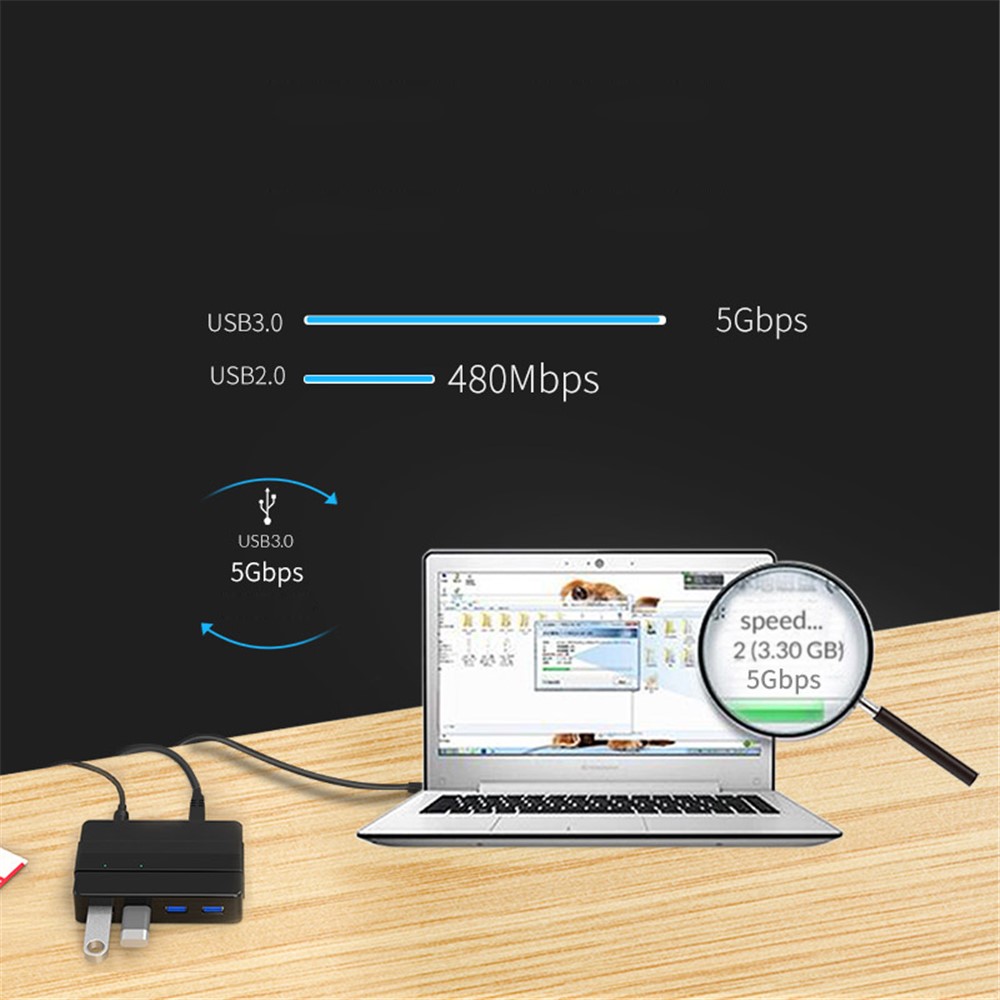 ORICO H4928-U3 4-Port USB3.0 Hub for Windows XP / Vista / 7 / 8 / 10 / Linux / Mac OS - Black / EU Plug-8