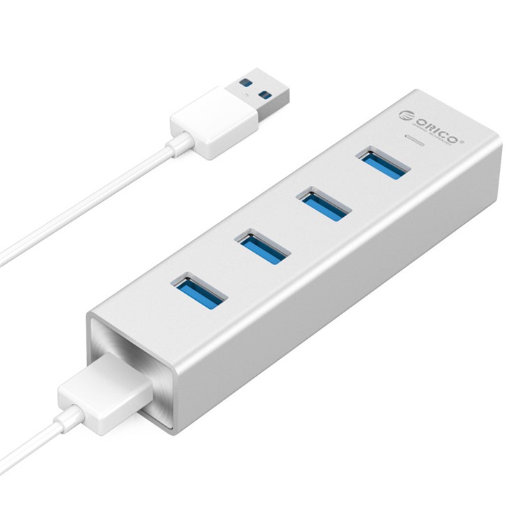 ORICO H4013-U3 Aluminum 4 Ports USB3.0 Hub for Windows XP / Vista / 7 / 8 / 10 / Linux / Mac OS - Silver-1