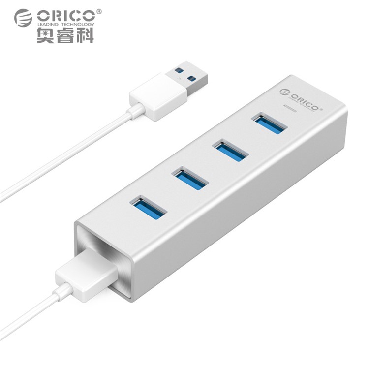 ORICO H4013-U3 Aluminum 4 Ports USB3.0 Hub for Windows XP / Vista / 7 / 8 / 10 / Linux / Mac OS - Silver-2