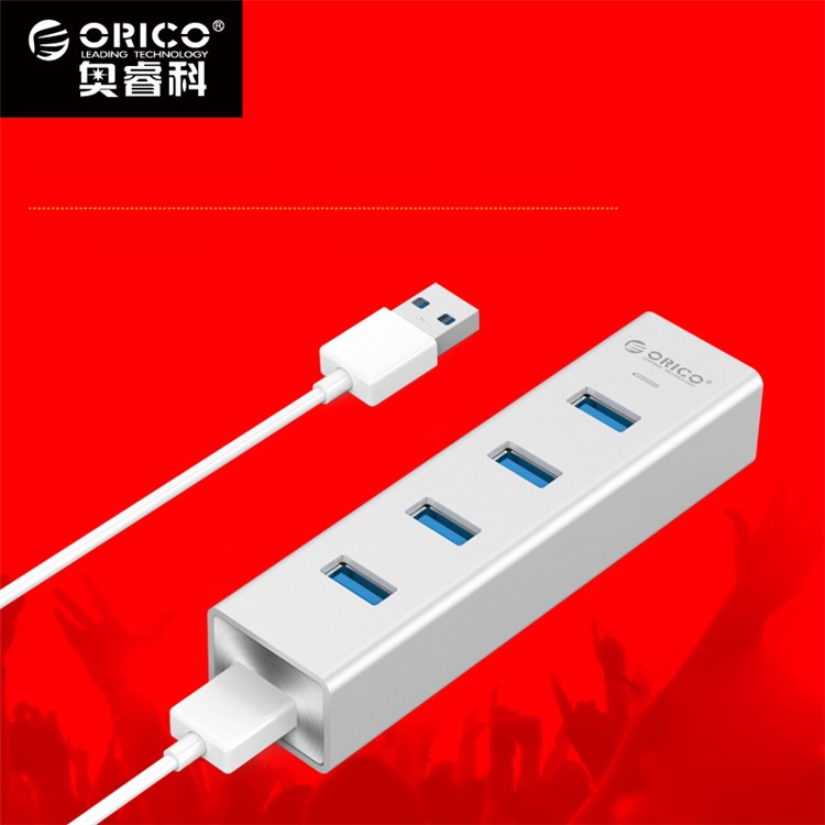 ORICO H4013-U3 Aluminum 4 Ports USB3.0 Hub for Windows XP / Vista / 7 / 8 / 10 / Linux / Mac OS - Silver-3