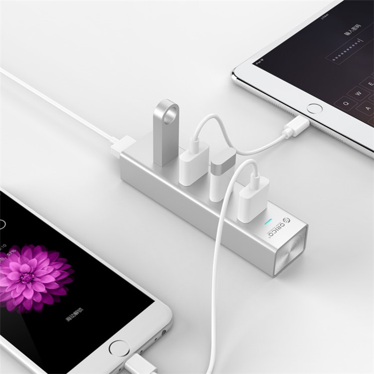 ORICO H4013-U3 Aluminum 4 Ports USB3.0 Hub for Windows XP / Vista / 7 / 8 / 10 / Linux / Mac OS - Silver-4