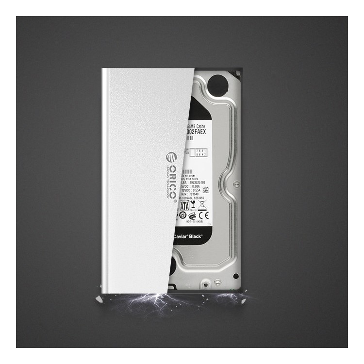 Orico 2528U3-SV Invólucro De Disco Rígido De Liga De Alumínio USB 3.0 Para SSD De 2,5 Polegadas SATA HDD-5
