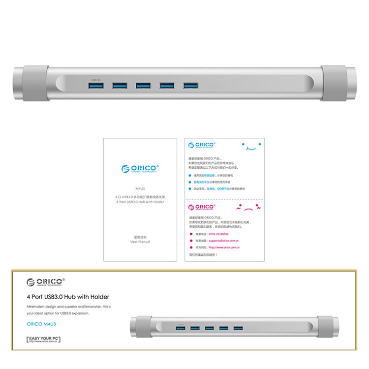 ORICO M4U3-SV Multi-função 4 Portas USB 3.0 Hub Com Suporte-10