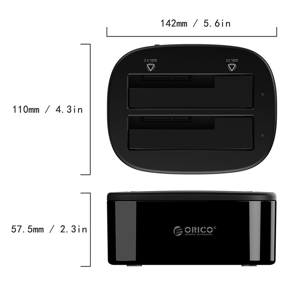 Estação De Ancoragem De Disco Rígido Dual Bay USB3.0 ORICO 6228US3 Para Disco Rígido SATA HDD De 2,5 / 3,5 Polegadas-9