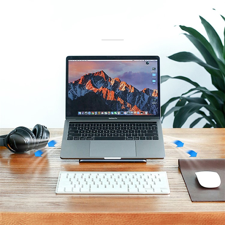 WIWU Portable Laptop Stand Aluminum Alloy Foldable Notebook Bracket Holder 6 Angles Adjustable - Silver-10