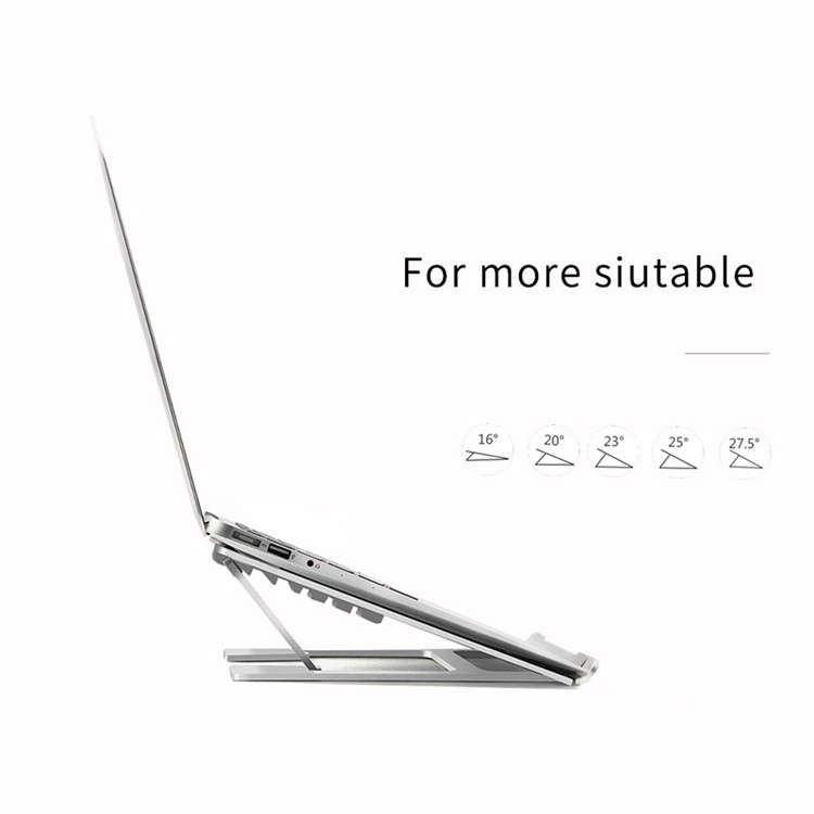 WIWU Portable Laptop Stand Aluminum Alloy Foldable Notebook Bracket Holder 6 Angles Adjustable - Silver-2
