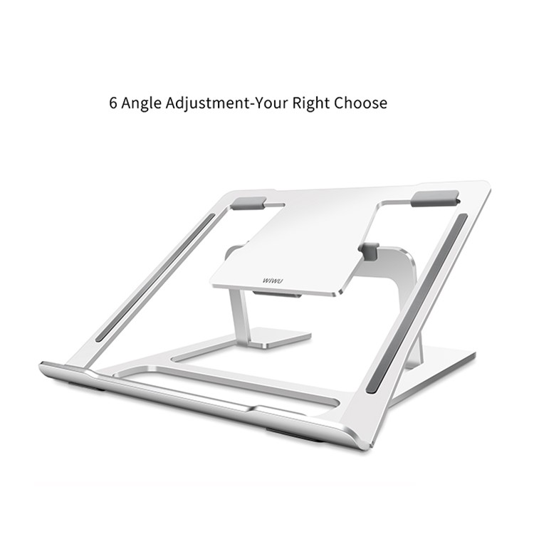 WIWU Portable Laptop Stand Aluminum Alloy Foldable Notebook Bracket Holder 6 Angles Adjustable - Silver-6
