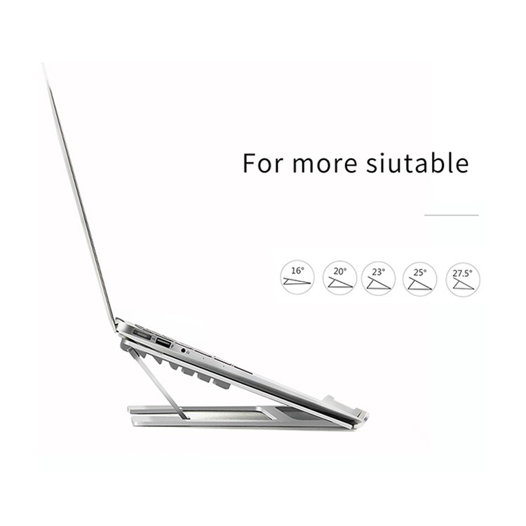 WIWU Portable Laptop Stand Aluminum Alloy Foldable Notebook Bracket Holder 6 Angles Adjustable - Silver-7