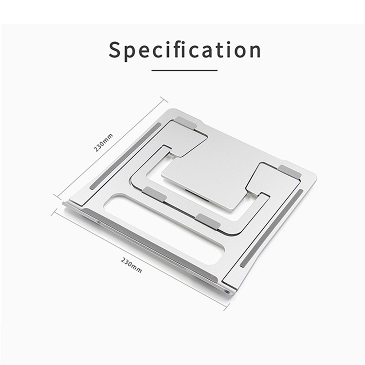WIWU Portable Laptop Stand Aluminum Alloy Foldable Notebook Bracket Holder 6 Angles Adjustable - Silver-9