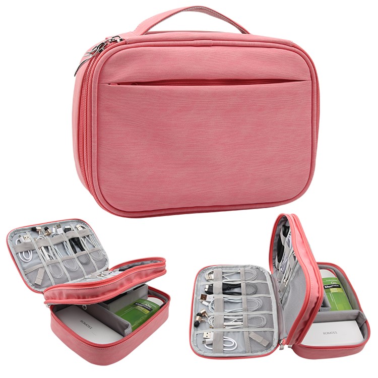 SOYAN Large Capacity Electronics Storage Bag for Earphone/Hard Disk/Cable/U-disk etc - Pink-1