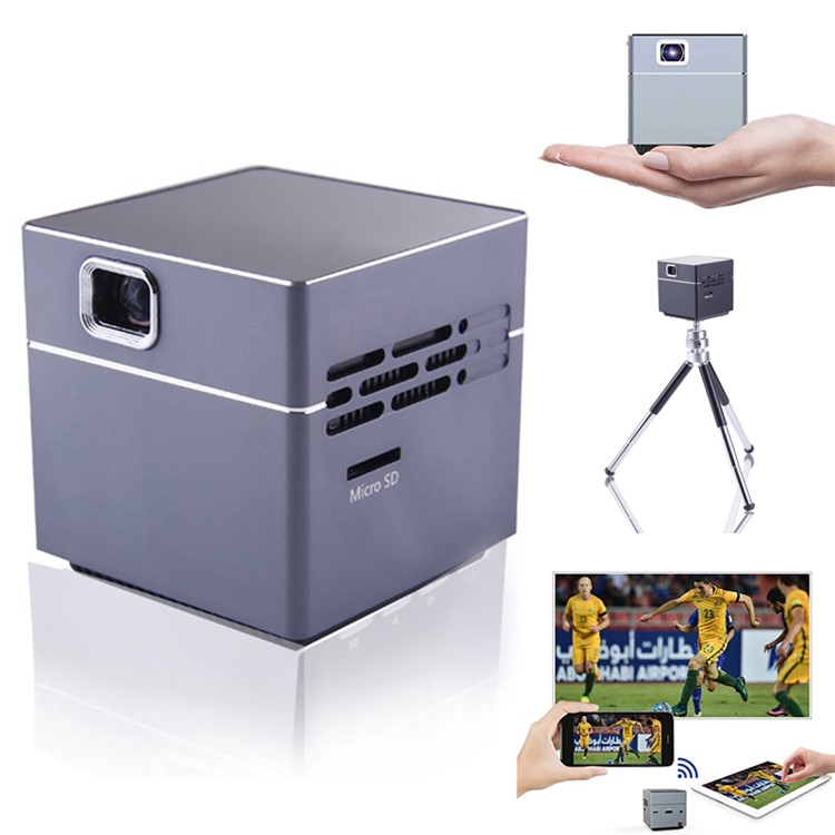 Proyector DLP Inteligente Con Forma De Mini Cubo S6 Con Wifi HDMI Compatible Con Android Y IOS - Enchufe De EE.UU.-1
