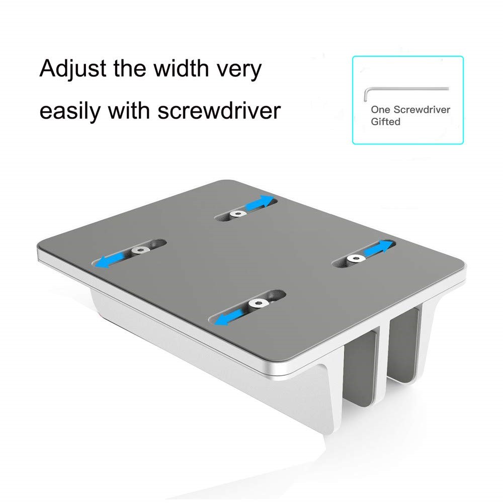 XWJ-004A Adjustable Width Double Slots Cooling Laptop Notebook Tablet Bracket Base - Silver-5