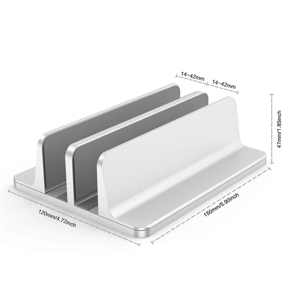 XWJ-004A Adjustable Width Double Slots Cooling Laptop Notebook Tablet Bracket Base - Silver-8