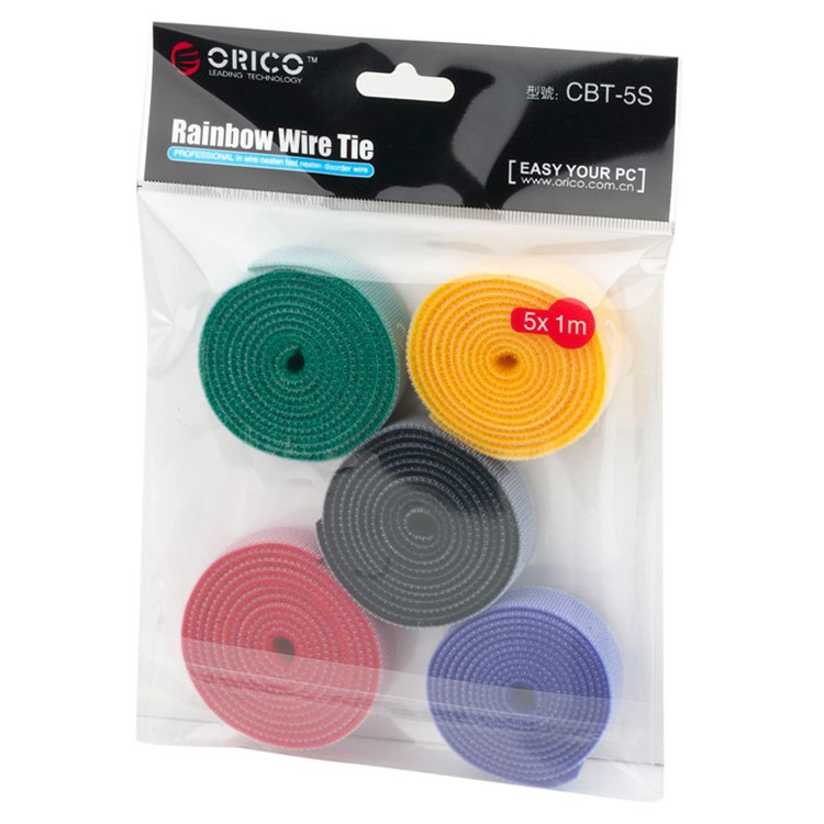 5Pcs/Set ORICO CBT-5S 5-color Reusable Cable Ties Wire Organizer Velcro Wrapper Binging Strap 1m/3.3ft-16