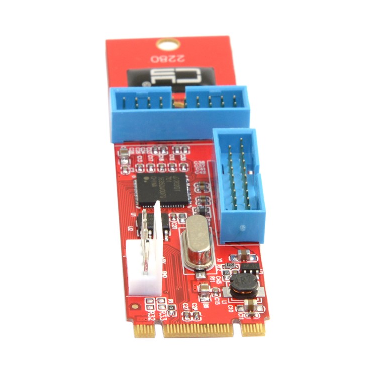 Dual Port 19 20Pin USB 3.0 Female to NGFF M.2 B+M Key Male Adapter Card for Laptop PC-11