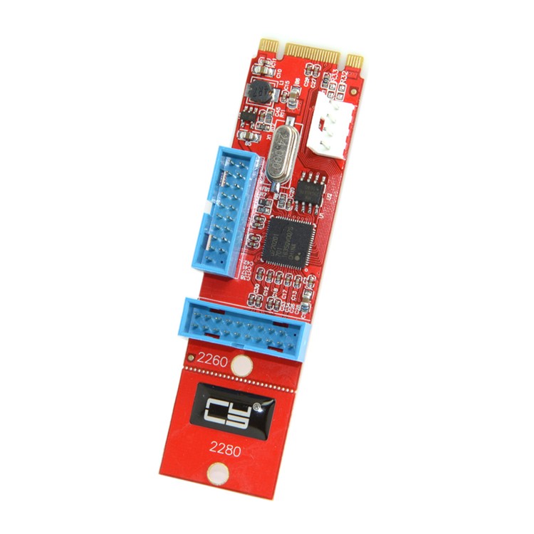 Dual Port 19 20Pin USB 3.0 Female to NGFF M.2 B+M Key Male Adapter Card for Laptop PC-14