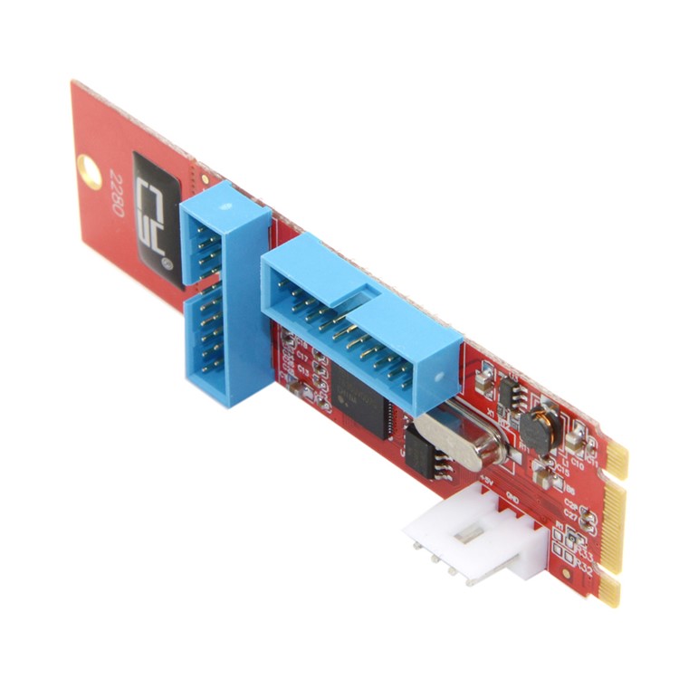 Dual Port 19 20Pin USB 3.0 Female to NGFF M.2 B+M Key Male Adapter Card for Laptop PC-2