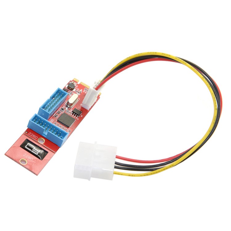 Dual Port 19 20Pin USB 3.0 Female to NGFF M.2 B+M Key Male Adapter Card for Laptop PC-3