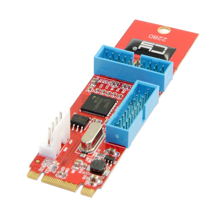 Dual Port 19 20Pin USB 3.0 Female to NGFF M.2 B+M Key Male Adapter Card for Laptop PC-4