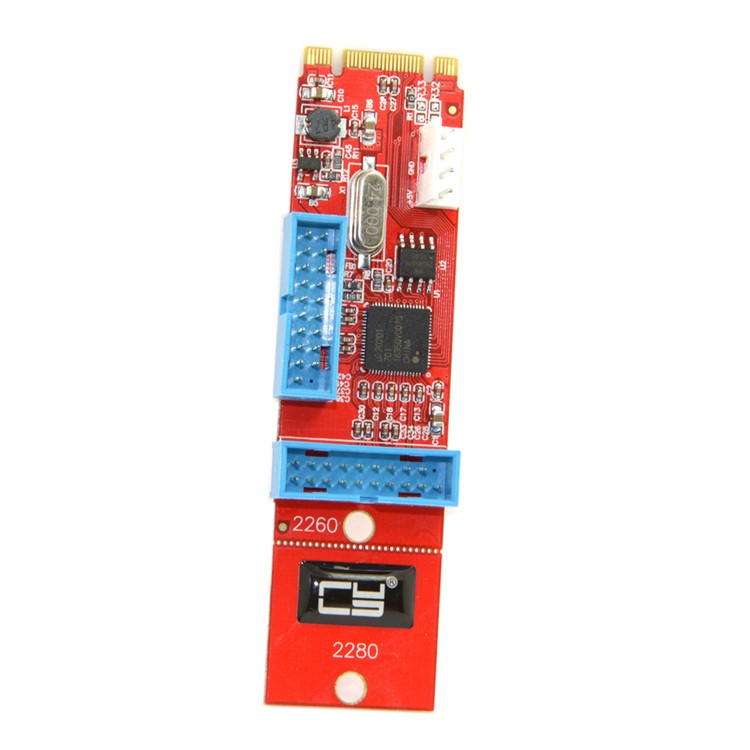 Dual Port 19 20Pin USB 3.0 Female to NGFF M.2 B+M Key Male Adapter Card for Laptop PC-5