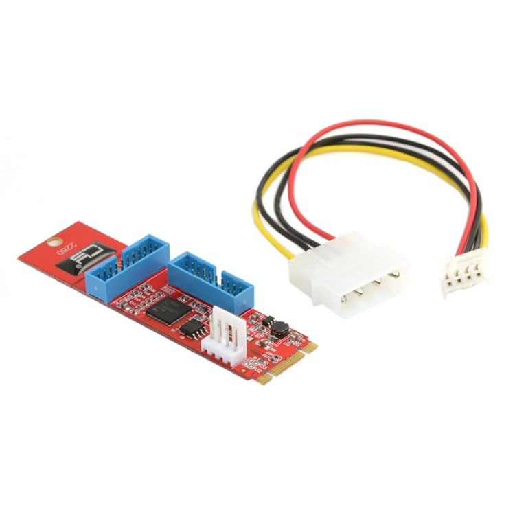 Dual Port 19 20Pin USB 3.0 Female to NGFF M.2 B+M Key Male Adapter Card for Laptop PC-6