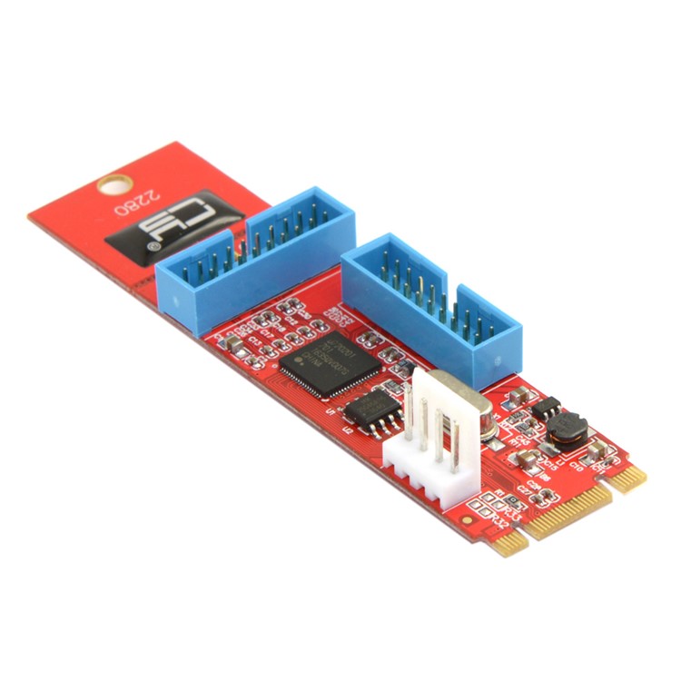 Dual Port 19 20Pin USB 3.0 Female to NGFF M.2 B+M Key Male Adapter Card for Laptop PC-7