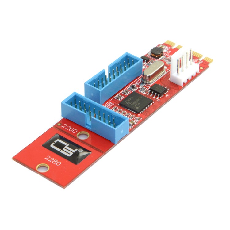 Dual Port 19 20Pin USB 3.0 Female to NGFF M.2 B+M Key Male Adapter Card for Laptop PC-8