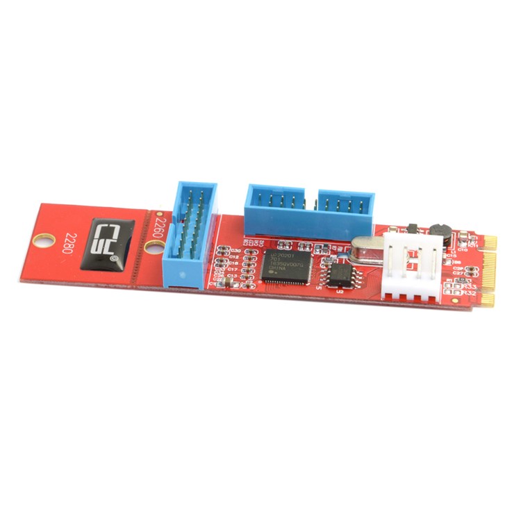 Dual Port 19 20Pin USB 3.0 Female to NGFF M.2 B+M Key Male Adapter Card for Laptop PC-9