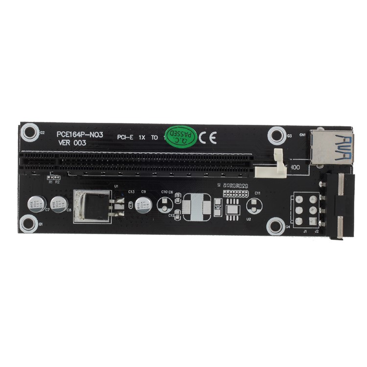 PCI-E 1x to 16x Mining Machine Enhanced Extender Riser Adapter with USB 3.0 Cable and SATA Power Cable - Black-4