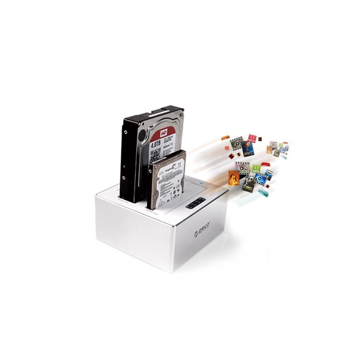 ORICO 6828US3-C Dual Bay USB3.0 Estación de acoplamiento para disco duro 2.5/3.5 Inch HDD / SSD - EU tapón-2