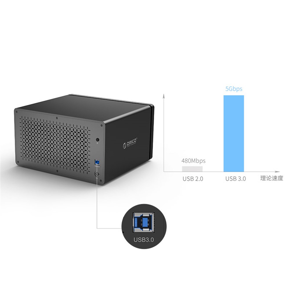 ORICO NS800U3-BK 8 BAy USB 3.0 Hard Drive Dock para 3.5 '' HDD Tool Free - EU vela-10
