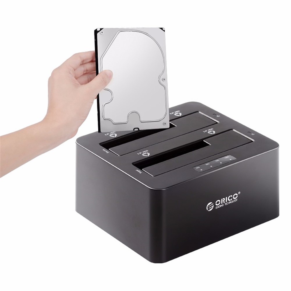 ORICO 2-Bay USB3.0 estación de acoplamiento de disco duro para 2.5 / 3.5 pulgadas HDD / SSD con función de clon (6629US3-C)-EU tapón-10