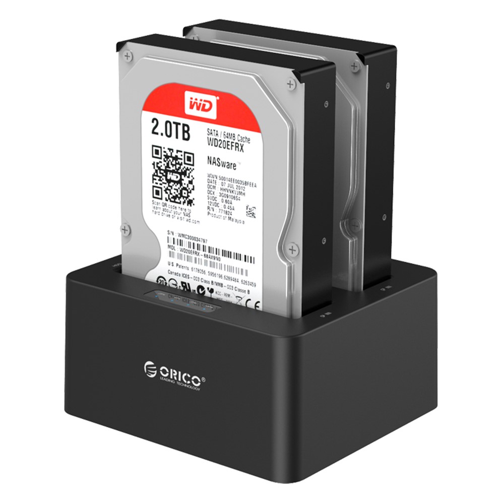 ORICO 2-Bay USB3.0 estación de acoplamiento de disco duro para 2.5 / 3.5 pulgadas HDD / SSD con función de clon (6629US3-C)-EU tapón-4