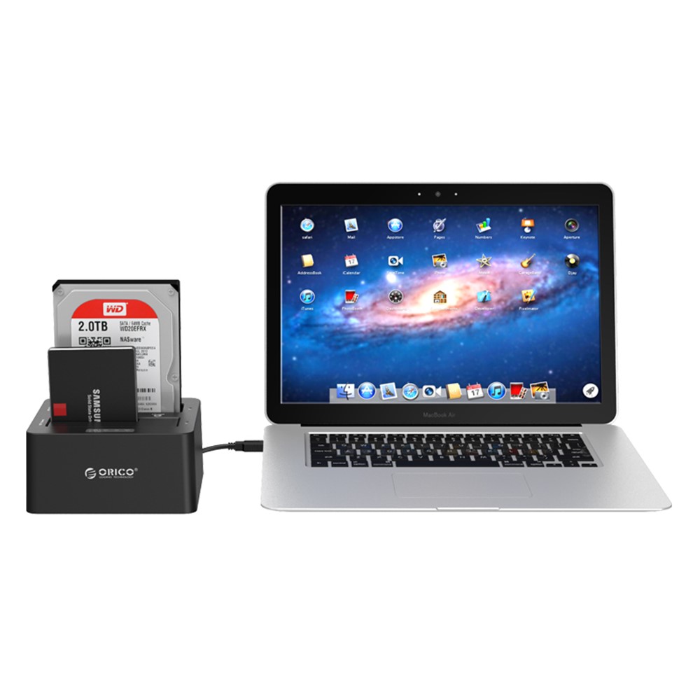 ORICO Profesional 2-Bay USB3.0 Estación de acoplamiento de disco duro para 2.5 / 3.5 pulgadas HDD / SSD con función de clon (6629US3-C) - AU tapón-2