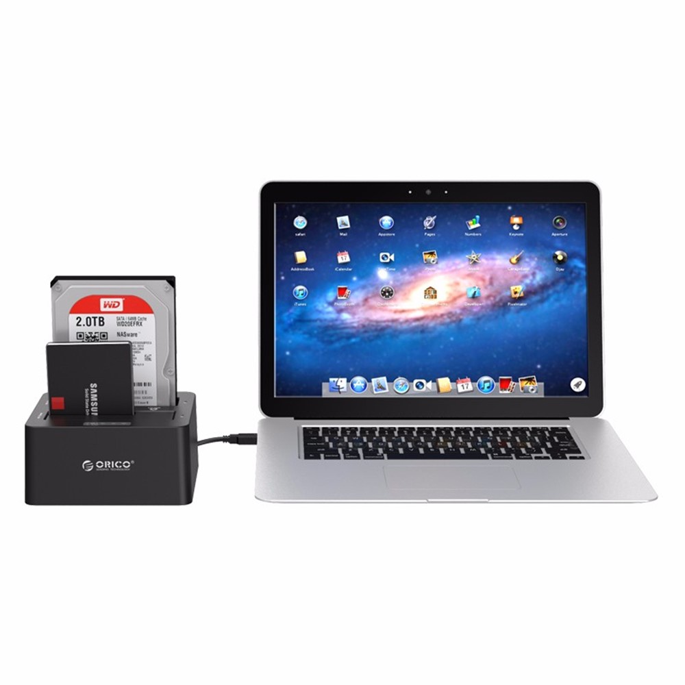 ORICO Profesional 2-Bay USB3.0 Estación de acoplamiento de disco duro para 2.5 / 3.5 pulgadas HDD / SSD con función de clon (6629US3-C) - AU tapón-9