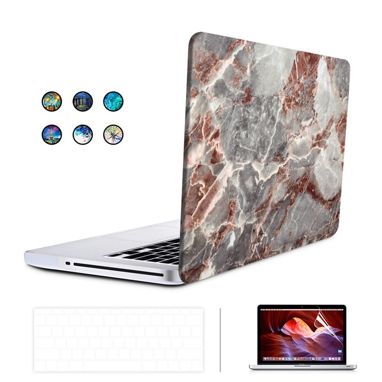3D Marble Pattern Hard Case + Screen Protector + US Version Silicone Keyboard Film for MacBook Pro 15-inch (2016)-1