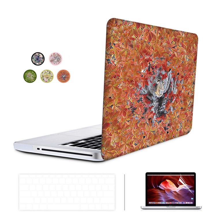 3D Black Bear Pattern Screen Protector + Plastic Case + US Version Silicone Keyboard Film for MacBook Pro 15.4 inch with Retina Display-1