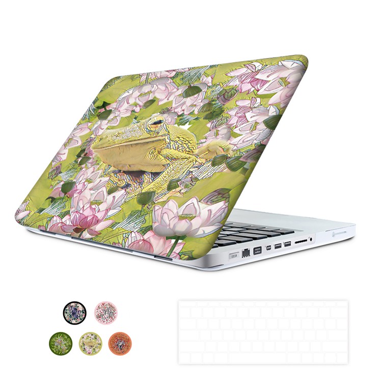 3D Frog and Flowers Pattern Plastic Case + Screen Protector + US Version Silicone Keyboard Film for Macbook Pro 13.3 with Retina Display-8